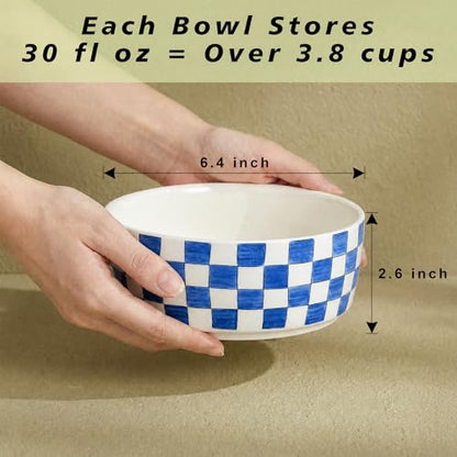 6.4 inch Ceramic Hand Painted Basic Dog Bowl Set of 2 with Anti-Skid Rubber Base, Food and Water Bowls for Small Pets,Blue - color: Blue