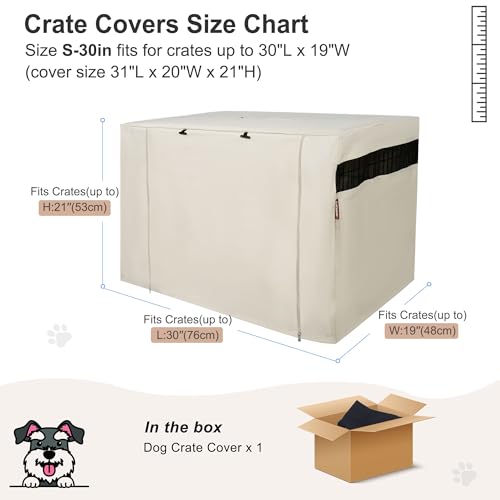 HiCaptain Dog Crate Cover 30.0" L x 19.0" W x 21.0" H with Breathable Mesh, Durable Heavy Duty Kennel Cover, Dual Zippered Panels, Windproof Waterproof UV-Resistant(Beige) - color: Beige, size: 30.0"L x 19.0"W x 21.0"H