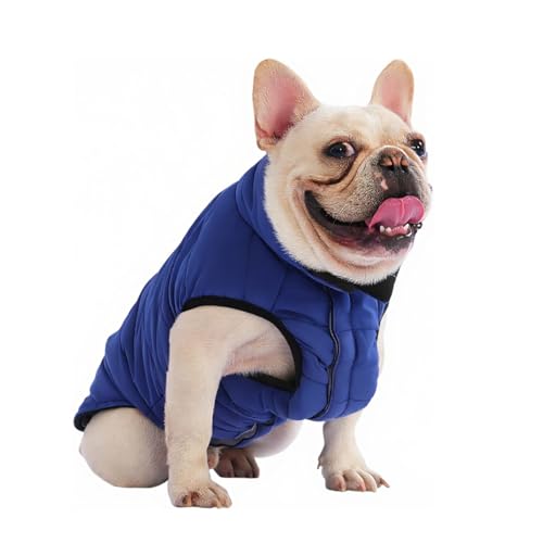 PetWarm Reversible Dog Cold Weather Coats, Waterproof Dog Puffer Vest, Vest for Dogs with Hook-and-Loop Strap, Windproof Outdoor Coat for Winter Walks and Snowy Days, Blue, S - color: Blue, size: Small