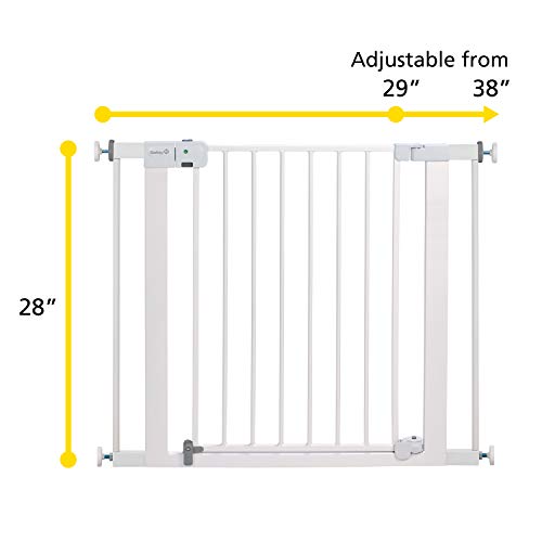 Safety 1st Easy Install Baby Gate for Doorways, Auto-Close Pressure-Mounted Magnetic Latch, Indoor Dog Gates, No Drilling, Fits 29"-38", White - color: White