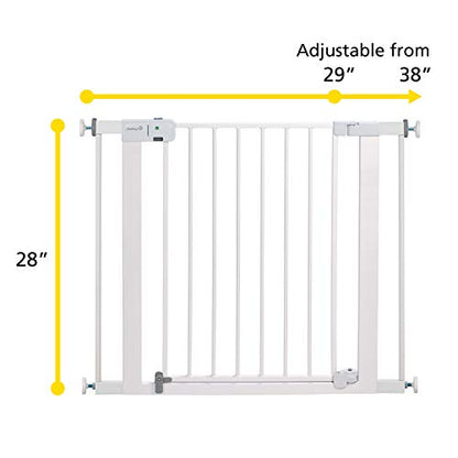 Safety 1st Easy Install Baby Gate for Doorways, Auto-Close Pressure-Mounted Magnetic Latch, Indoor Dog Gates, No Drilling, Fits 29"-38", White - color: White