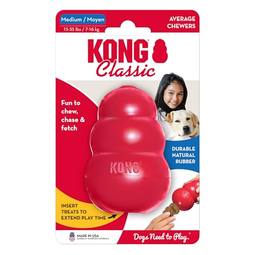 KONG Classic Stuffable Dog Toy - Fetch & Chew Toy for Dogs - Treat-Filling Capabilities & Erratic Bounce for Extended Play Time - Durable Natural Rubber Material - for Medium Dogs - size: Medium (Pack of 1)