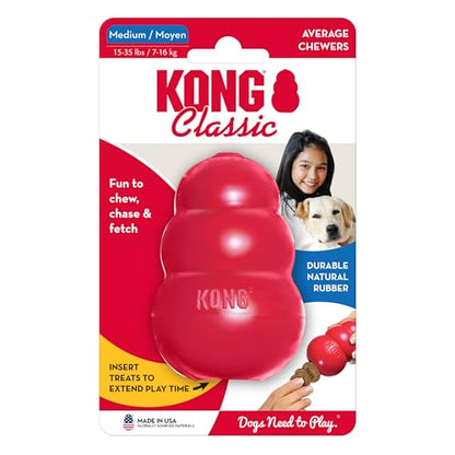 KONG Classic Stuffable Dog Toy - Fetch & Chew Toy for Dogs - Treat-Filling Capabilities & Erratic Bounce for Extended Play Time - Durable Natural Rubber Material - for Medium Dogs - size: Medium (Pack of 1)
