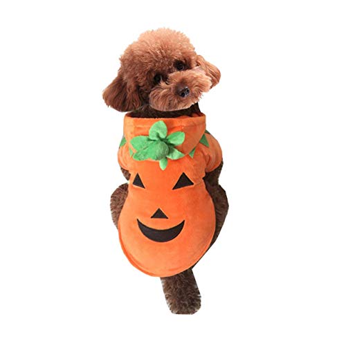 Mogoko Dog Cat Halloween Pumpkin Costumes, Funny Pet Cosplay Dress, Puppy Fleece Hoodie Coat Clothes, Animal Autumn Winter Warm Jumpsuit Outfit Apparel (XL for 12.0~18.0 lbs) - size: XL for 12.0~18.0 lbs