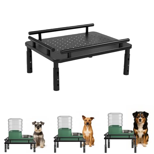 Dog Water Dispenser Stand, Metal Raised Holder for Pet Automatic Feeders, Height Adjustable Elevated Stand for Pet Feeders, Suitable for Cats, Small & Medium Dogs [Stand Only] - color: Black (Basic)