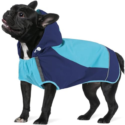 IECOii Dog Raincoat,Waterproof Rain Coat for Small Dogs,Adjustable Pet Rain Jacket with Hood,Lightweight Doggy Raincoats with Reflective Stripes,Blue,Small - color: Blue, size: Small
