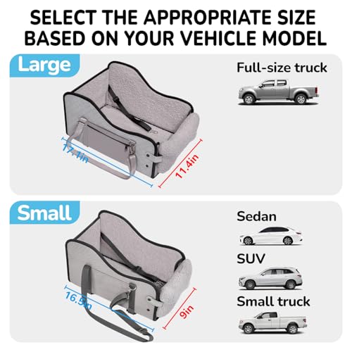Center Console Dog Car Seat,Pet Puppy Middle Console Dog Car Seat for Small Dogs (Grey, Large) - color: Grey, size: Large