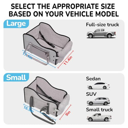 Center Console Dog Car Seat,Pet Puppy Middle Console Dog Car Seat for Small Dogs (Grey, Large) - color: Grey, size: Large
