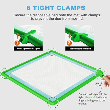 Pee Pad Holder, Puppy Pad Holder, 24" x 24" Heavy Silicone Pee Tray Mat for Dogs with Clips, Reusable, High Edge, Leak-Proof Toilet Training Pad for Potty, Doggy Baby, Cat, Rabbit Pets