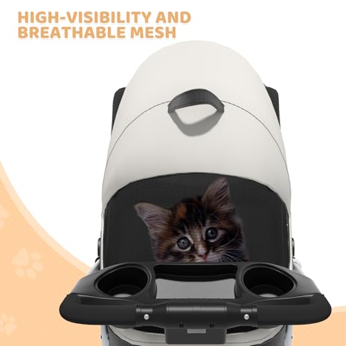 Magshion Foldable Pet Stroller, 3-in-1 Dog Travel Jogger with Detachable Carrier, Cup Holder, Storage Basket, Folding Carrier for Small/Medium Dogs & Cats Up to 33 lbs, Black - color: Black, style: Up to 33 lbs