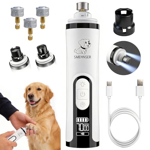 Silent Groom Pro, Dog Nail Grinder with LED Light, 3-Speed 7000-9000 RPM, 4 Diamond Bits & Adjustable Guard, Quick Blood Vessel Viewer, Safe Grinding for Dogs, Cats