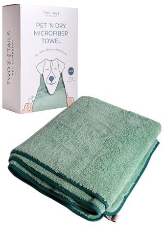 Two Tails Pet Company Pet N’ Dry Microfiber Bath Towel, Absorbent Dog Towels for Drying or Washing Large Dogs and Puppies, Soft and Lightweight, Fast Drying, Grooming Dog Supplies, Size Large - size: Large