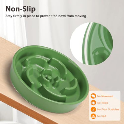 Slow Feeder Dog Bowl, Ceramic 2 Cups Dog Food Bowls for Small, Medium, and Large Breed, Anti-Slip Maze Puzzle Food Dish to Slow Down Eating (Green, 2 Cups) - color: Flower - Green