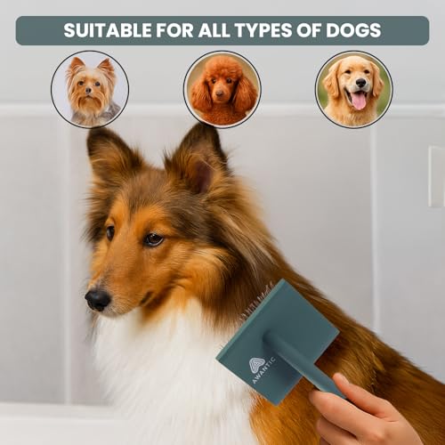 Self- Cleaning Slicker Brush for Dogs Suitable for Short & Long Haired Dogs and Effective Deshedding for Pet Grooming, Undercoat Removal, Tangle-Free Fur (Green Brush + Comb) - size: Large