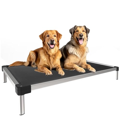 FXW TitanNest Chew-Proof Elevated Dog Bed, Raised Cot for Indoor/Outdoor/Camping Use, Durable & Waterproof Cooling Pet Bed for Extra Large Dogs, 56.0" L x 31.0" W x 7.3" H, Black - size: X-Large Dog (56.0"L x 31.0"W x 7.3"H)
