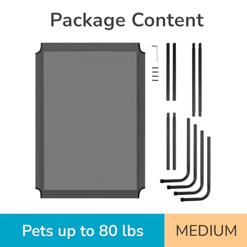 Elevated Dog Bed, Outdoor Raised Dog Cots Bed for Large Dogs, Portable Standing Pet Bed with Washable Breathable Mesh, No-Slip Feet for Indoor Outdoor, Large, Gray