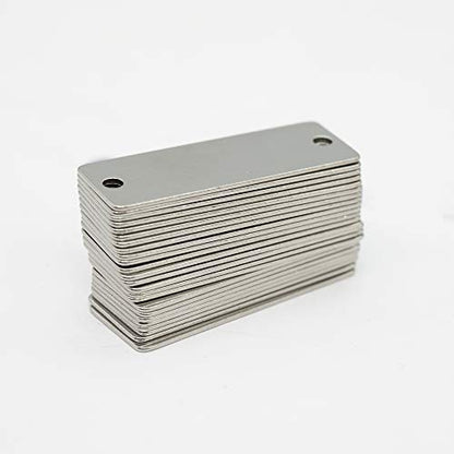 25 Pack Stainless Steel Blank Tags Rectangle Stamping Blanks with Two Holes