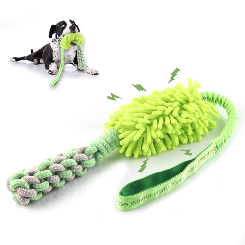 wodoca Dog Rope Toy Tug of War Dog Toy for Aggressive Chewers, Interactive Puppy Chew Toys Rope with Strong Squeak, Knots Cotton for Teeth Cleaning, Training Medium, Large Dogs - color: Green, size: Dog Bite Stick Toy