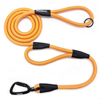 Rope Dog Leash with Two Handles, 6 Foot Heavy Duty Dog Leash with Aviation Aluminum Auto Locking Carabiner, Strong Nylon Pet Lead for Small, Medium, Large Dogs (Yellow, 6FT-Two Handle) - color: Yellow, size: 6 Foot Two Handle