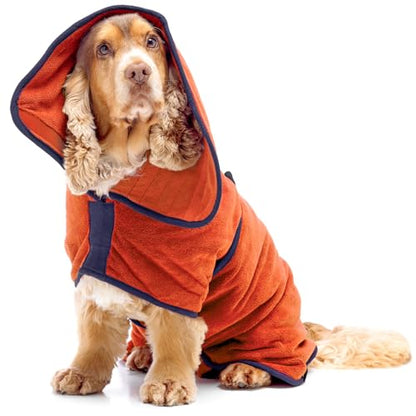 Lucky Pooch® Dog Robe - Luxurious Dog Bathrobe - Ultra Absorbent Dries Your Dogs in Minutes! Double-Layer, Super Soft Towel and Bath Robe All in One (XXS, Amber) - color: Amber, size: XXS