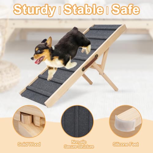 Large Dog Pet Ramp Stairs for Bed Couch Car Truck SUV,Dog Pet Ramp for Small Large Dogs Pets to Get on High Bed Truck Couch Sofa - size: Medium