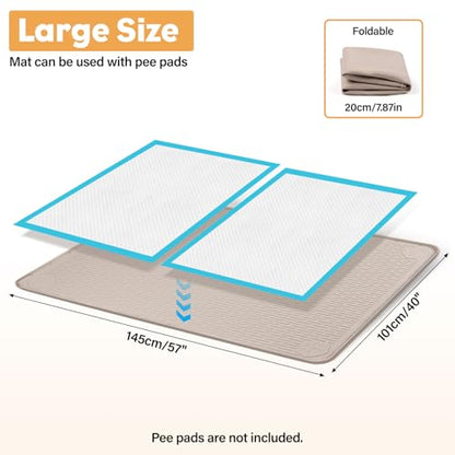 57" x40" Pee Pad Holder for Dogs Puppy Pad Holder Extra Large Silicone Pee Tray for Dog Training Floor Protection Raised Edge Dog Potty Tray, No Pee Pads(Khaki) - color: 57" X40" Khaki
