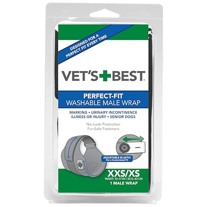 Vet's Best Washable Male Dog Wrap, XX-Small/X-Small, Waist 10"-17" - size: XXS/XS