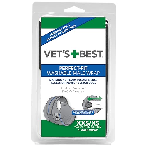 Vet's Best Washable Male Dog Wrap, XX-Small/X-Small, Waist 10"-17" - size: XXS/XS