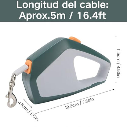 Yosoo Health Gear Retractable Dog Leash, 5m Nylon Rope Pet Leash with One Handed Brake, Pause, Lock for Outdoor Walking and Training (Green Grey) - color: Green Grey