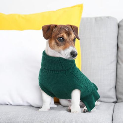 QBLEEV Dog Sweaters - Medium Dogs' Warm Winter & Fall Knitwear Cable Pullover Doggie Sweaters for Girls & Boys - color: Green, size: Medium
