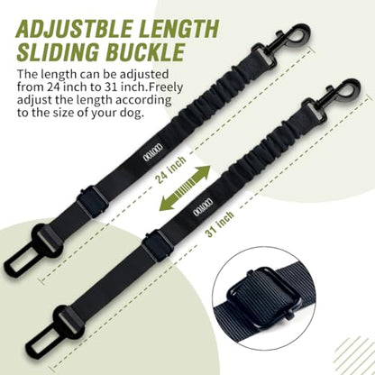 COOYOO Dog Seat Belt,3 Piece Set Retractable Dog Car Adjustable Seatbelts for Vehicle Nylon Pet Safety Heavy Duty & Elastic & Durable Car Harness for Dogs - color: Set 11-Black+Light Green