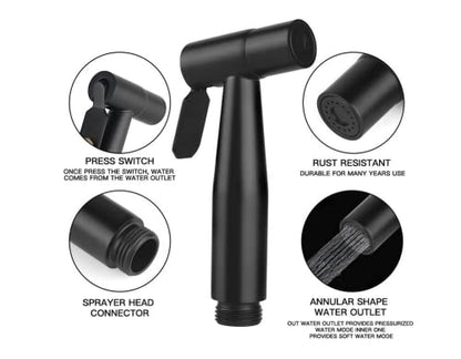 Handheld Bidet Sprayer for Toilet,Bathroom Spray with G1/2,Black | Suitable for personal hygiene cleaning, bathroom cleaning, pet bathing, mop cleaning, etc. - color: Black