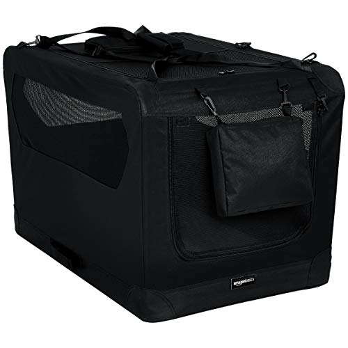 Amazon Basics Foldable Portable Soft Pet Dog Crate Carrier Kennel, 36 x 24 x 24 inches, Black - color: BLACK, size: 36.0"L x 24.0"W x 24.0"H