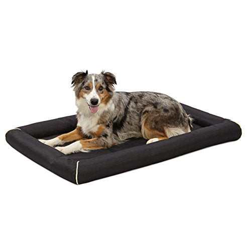 MidWest Homes for Pets Large QuietTime MAXX Ultra-Rugged Dog Bed, Water & Odor Resistant, Bolstered Edge, Non-Slip Bottom, Fits 42-inch Crates, Black - color: Black, size: 42 Inch