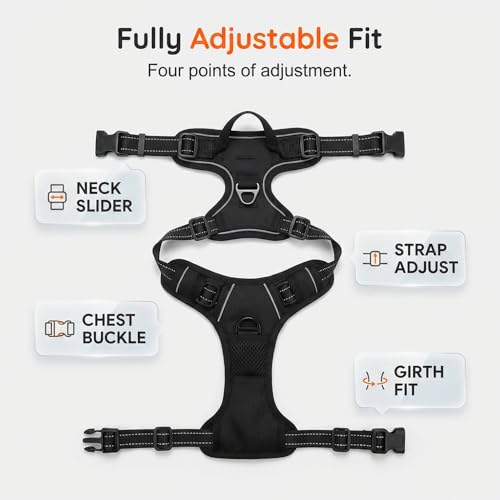 Dog Harness, No Pull Dog Harness, Reflective Front Clip Vest - Adjustable Soft Padded with Easy Control Handle for Small Medium Large Dogs (Black M) - color: Black M