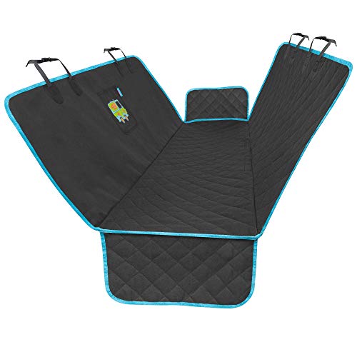 BDK Scooby Doo Dog Car Seat Cover for Back Seat – Hammock Dog Seat Protector with Storage Pocket, Heavy Duty Rear Bench with Non-Slip Stitching, Interior Covers for Auto Truck Van SUV - color: Rear Bench Hammock Black/Blue Lining