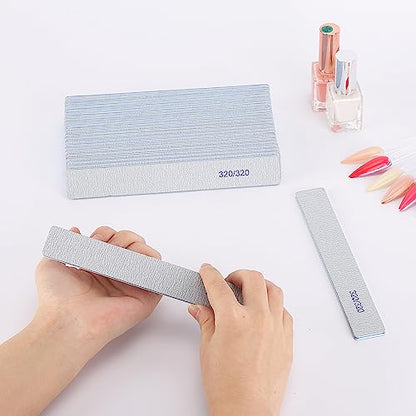 25 Count Nail Files for Natural Nails 320 Grit Fine Grit Nail Buffers for Buffing and Smoothing Nails - size: 320/320 Grit(25 Count)