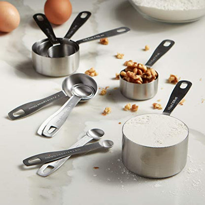 husMait 5-Piece Stainless Steel Measuring Spoons Set - Heavy Duty Metal Measuring Spoons for Dry Food, Spices or Liquids - Engraved Imperial & Metric Markings, Stackable & Dishwasher Safe - color: Measuring Spoons