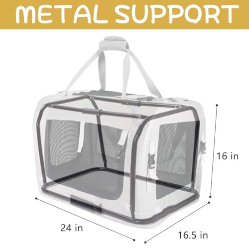 Extra Large Cat Carrier Soft Sided, Portable Small Dog Carrier for 2 Cats, 24"x16.5"x16" Car Travel Folding Comfortable Design, Khaki - color: Khaki