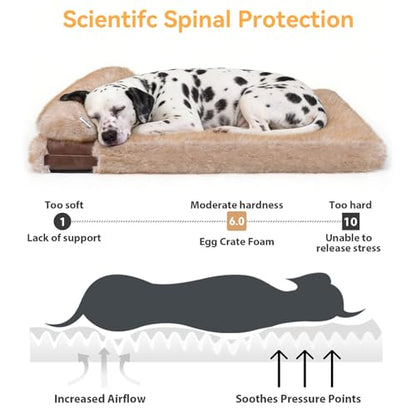 XL Dog Bed, Washable Orthopedic Couch with Removable Cover, Egg Crate Foam for Joint Relief, Bolster Pillow, Non-Slip Pet Sleeping Mat, 34.2"x24.4"x3" - size: 34''L*22''W*3''Th