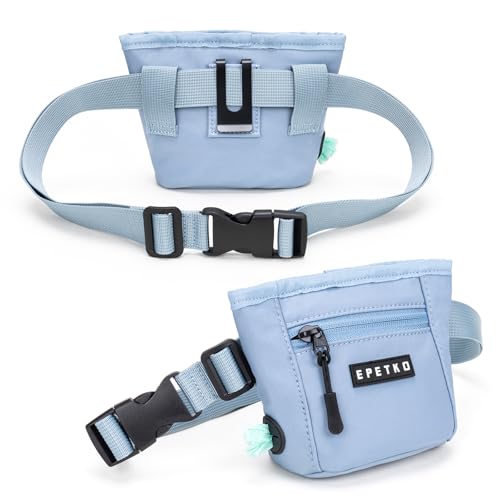 Dog Treat Pouch, Powerful Magnet Closure Device Dog Training Treat Bag Large Capacity Pet Treat Pouch with Poop Bag Dispenser Treat Bag for Dog Training with Metal Waistband Clip (Light Blue) - color: Light Blue