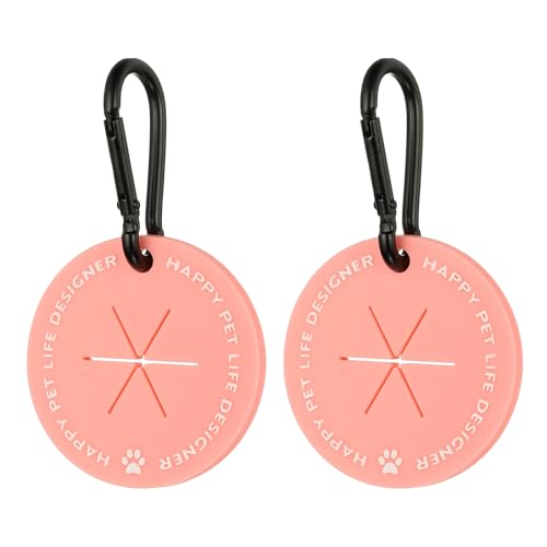 Dog Poop Bag Clip, Dog Poop Bag Holder Round for Dispenser Carrier Hands-Free Lightweight Durable PVC, (Pink, 2 Pcs), Intended for Leash/Pet Waste Bag - color: Pink