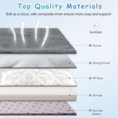 Magic Dog Super Comfy Dog Bed for Large Dogs, 47" Extra Large Washable Dog Bed with Removable Cover, Anti-Slip Bottom & High-Density Foam, Jumbo Size XL Dog Mattress - color: Grey, size: 47.0"L x 39.0"W x 5.0"Th