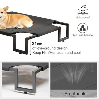 Elevated Dog Bed for Medium Sized Dogs,Raised Outdoor Dog Cot with Washable Cover,Breathable Teslin Mesh,Waterproof Cooling Pet Bed Indoor & Outdoor,No-Slip Feet,Black 90×65×21cm - size: M 90L×65W×20H cm