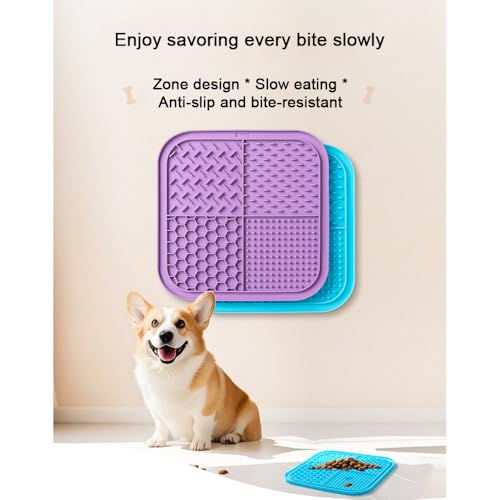 Lick Mat for Dogs & Cats 3 Pack with Suction Cups, Slow Feeder Bowls, Cat Lick Mat for Anxiety Relief, Dog Toys to Keep Them Busy, Enrichment Toys for Bathing, Cat Licking Pad for Boredom