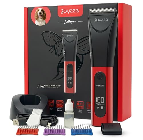 Stinger 5-in-1 Cordless Clipper - Powerful and Versatile Dog Clippers for Grooming, Cordless Convenience, and Stylish Dog Clippers Design - color: Red