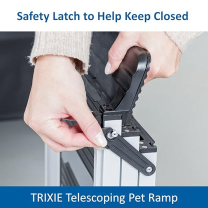Trixie Telescoping Dog Ramp, Silver/Black | Adjustable Lengths, Made of Lightweight Aluminium, Ideal for Cars and SUVs, Easily Adjustable - color: Telescope Ramp