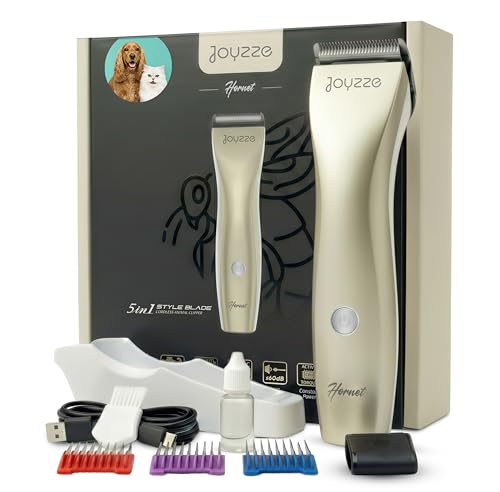 Hornet 5-in-1 Professional Pet Grooming Clipper for Dogs & Cats, Low Noise, Precision Trimmer for Trimming, Shaping & Styling - color: Grey