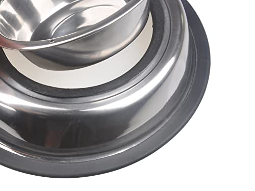 Van Ness Pets Stainless Steel Double Dish Food And Water Bowl For Cats/Small Dogs, 16 OZ, Wide No-Tip Base - size: 16 oz