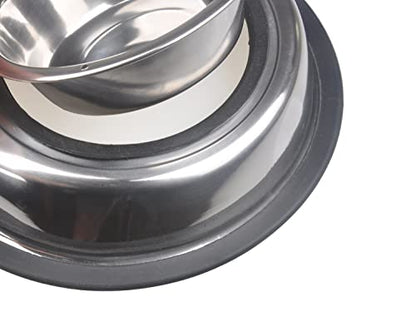 Van Ness Pets Stainless Steel Double Dish Food And Water Bowl For Cats/Small Dogs, 16 OZ, Wide No-Tip Base - size: 16 oz